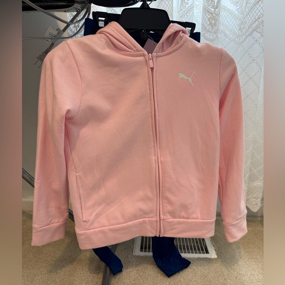 PUMA Girls 3-Piece Set Hoodie + Leggings + Bonus Tee | Pink/Navy | Size 8–10 - Picture 3 of 16